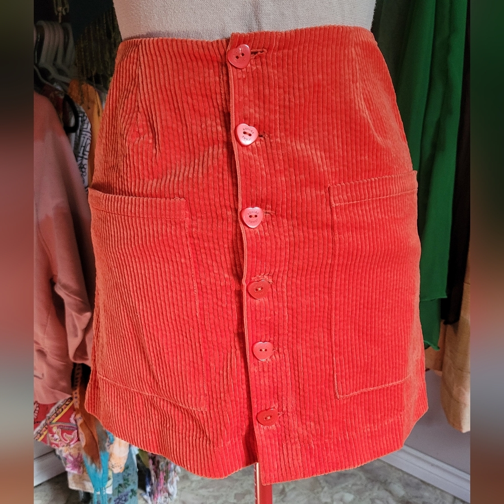 sS/8 Orange Corduroy Mini Skirt